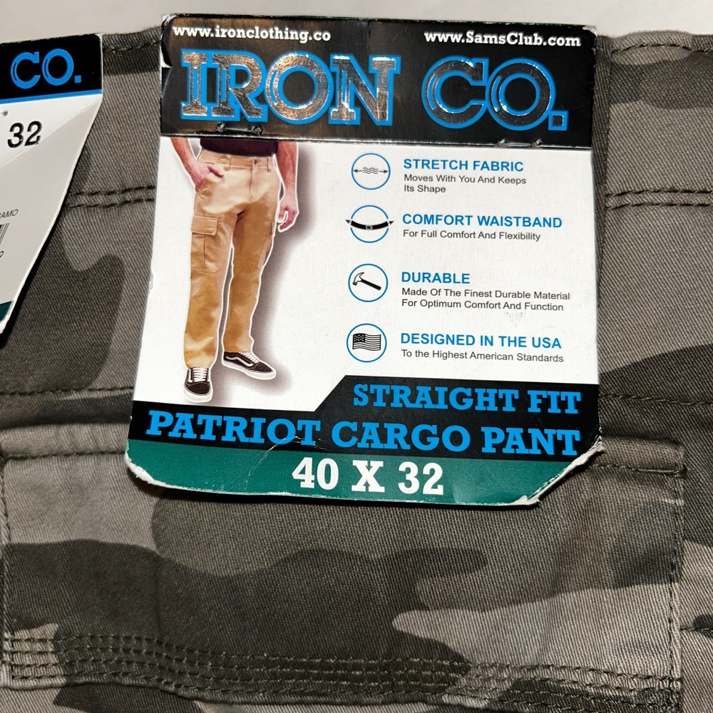 Iron Co. Men's Straight Fit Patriot Cargo Pant 40x32‎ Stretch Camouflage NWT NEW - Picture 7 of 7